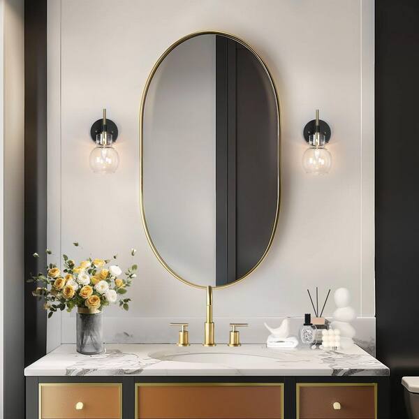 thumbnail image 2 of 3-Light Black Vanity Wall Sconce - Modern Bathroom Mirror Lighting With Clear Glass Shades 2 of 13