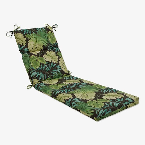Pillow Perfect Floral 21 x 28.5 Outdoor Chaise Lounge Cushion in Green/Brown Tropique