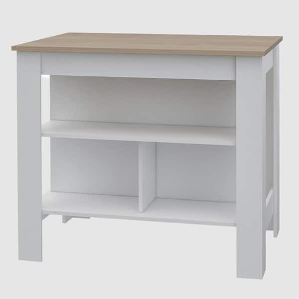 RST Brands Lindon Kitchen Island in White with Oak Top