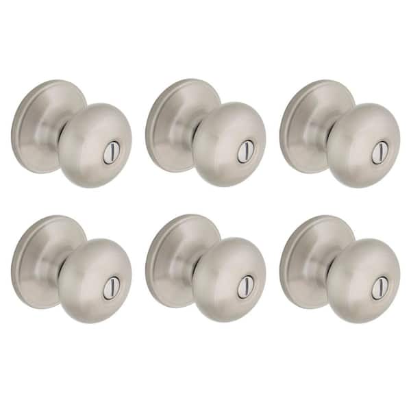 Round Satin Nickel Bed/Bath Door Knob 6-Pack