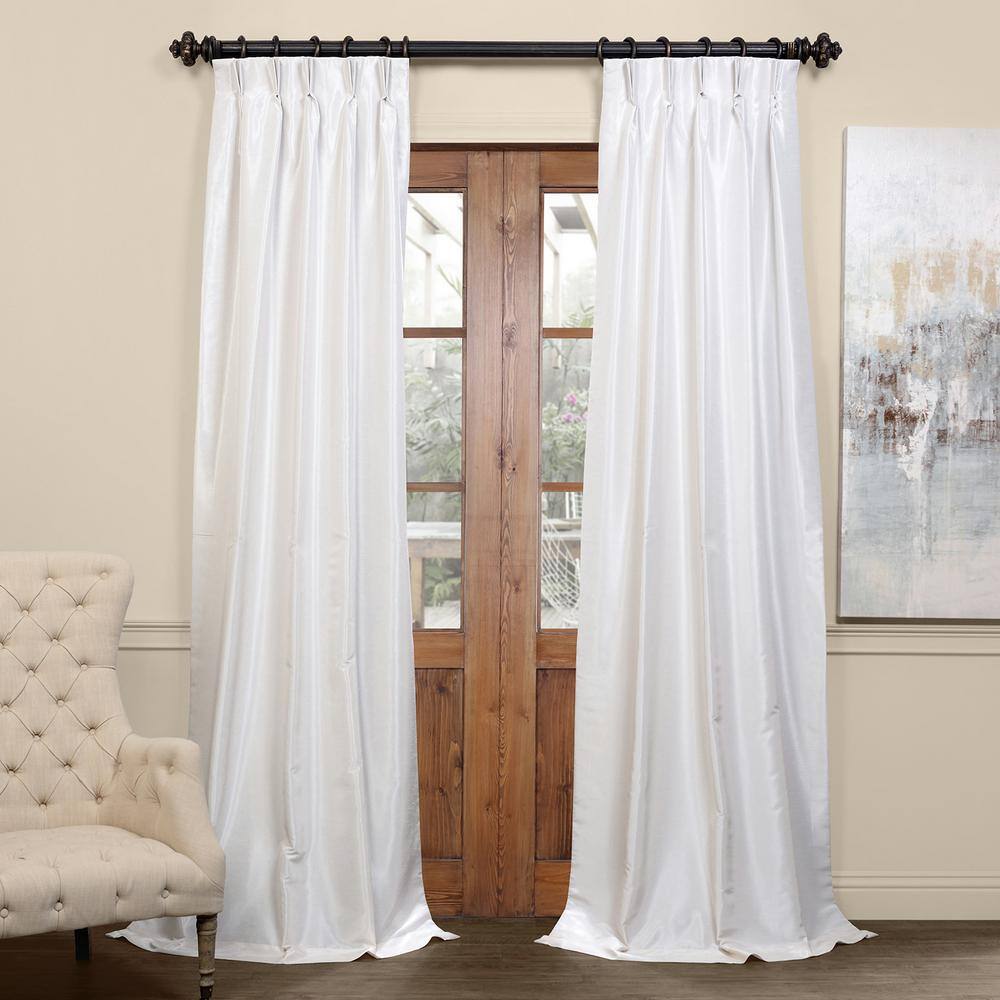 Exclusive Fabrics Furnishings Off White Textured Pinch Pleat Blackout Curtain 25 In W X 84 L Pdch Kbs2bo84 F The Home Depot Exclusive Fabrics Furnishings Off