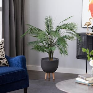 46 in. H Kwai Palm Artificial Plant with Realistic Leaves and Black Round Pot