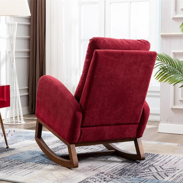 Red Fabric Rocking Chair Living Room Chair Set of 1 WH 202200777