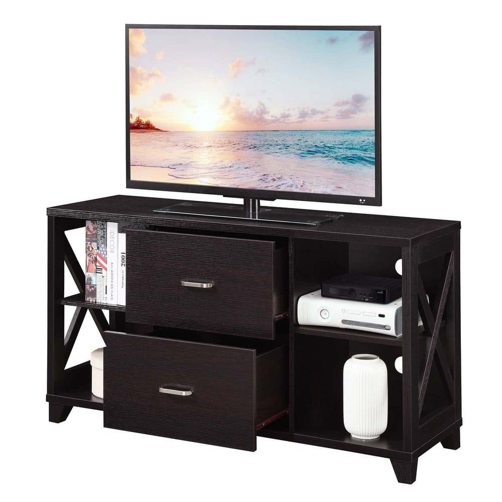 Espresso 48" TV Stand with Cabinet and Shelves