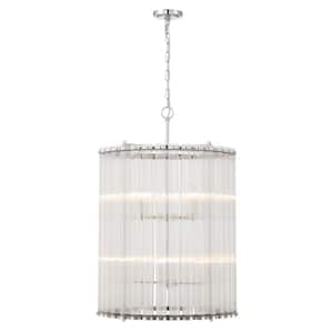 Glasbury 8-Light Nickel Chandelier with Clear Glass Shade
