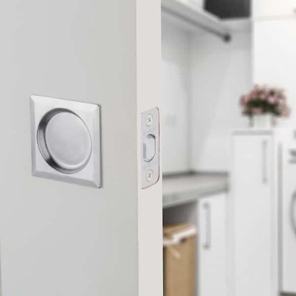 Satin Chrome Square Hall/Closet Pocket Door Lock