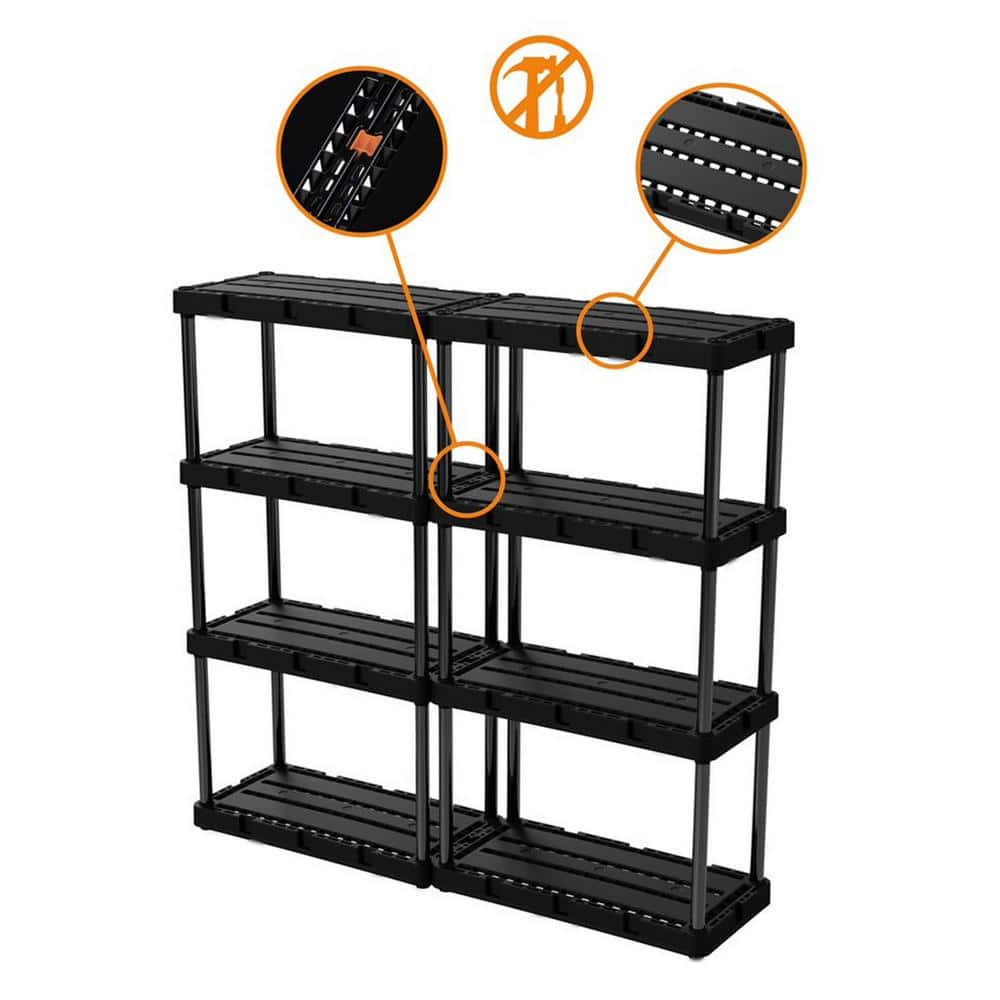 Versatile 24'' Black Plastic 4-Shelf Storage Organizer