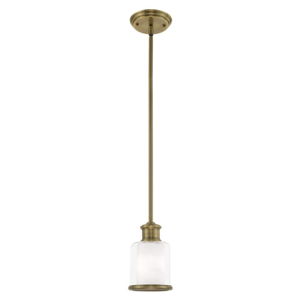Antique Brass Mini Pendant with Glass Shade for Indoor/Outdoor