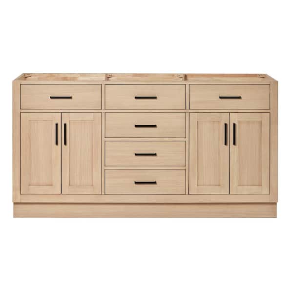 ARIEL Hepburn 66 in. W x 21.5 in. D x 34.5 in. H Double Bath Vanity Cabinet Without Top in Oak