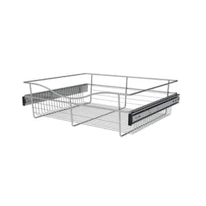 7 in. H x 24 in. W Chrome Steel 1-Drawer Wide Mesh Wire Basket