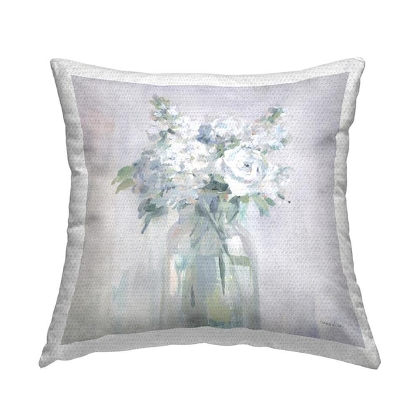 Stupell Industries White Abstract Rose Bouquet Off-White Square Outdoor Throw Pillow