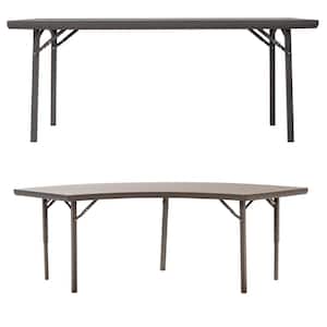 72 in. Brown Plastic Folding Banquet Tables (Set of 4)