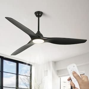 65 in. Smart Indoor Modern Black Low Profile Embedded Shade Semi Flush Mount Ceiling Fan with Bright LED with Remote