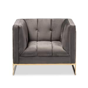 Ambra Gray and Gold Fabric Armchair