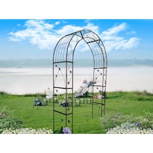98.4 in. x 58 in. x 19 in. Black Outdoor Metal Garden Arch Plant Climbing Trellis for Wedding and Party