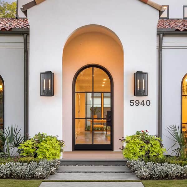 TRUE FINE Trevot 2-Light Modern Black Outdoor Wall Sconce