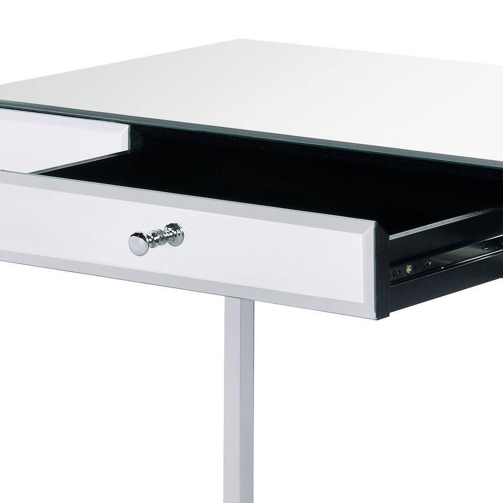 Mirrored Chrome Finish Writing Desk with Drawer