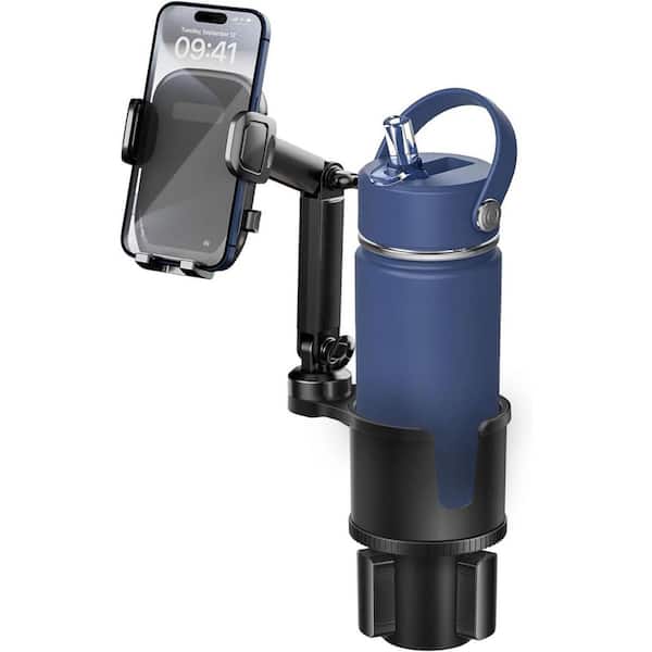 2 in 1 Universal Hands-Free with Adjustable Long Neck Phone Holder with Bottle Storage in Black