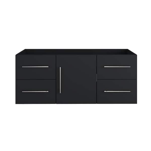 VOLPA USA AMERICAN CRAFTED VANITIES Napa 60 in. W x 22 in. D x 21 in. H Single Sink Bath Vanity Cabinet without Top in Matte Black, Wall Mounted