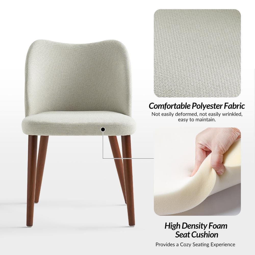 Gray Upholstered Low Back Side Chair with Solid Wood Legs (Set of 4)