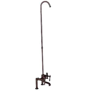 3-Handle Rim Mounted Claw Foot Tub Faucet with Elephant Spout and Riser in Oil Rubbed Bronze