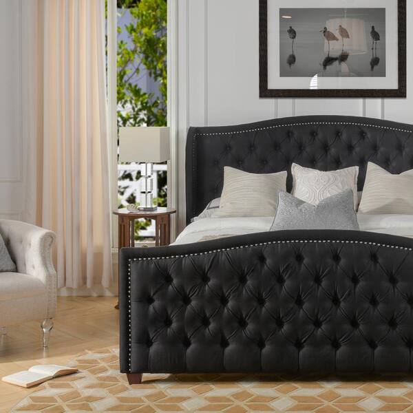 Jennifer Taylor Marcella Jet Black King Upholstered Bed 52130 4 978 2 The Home Depot