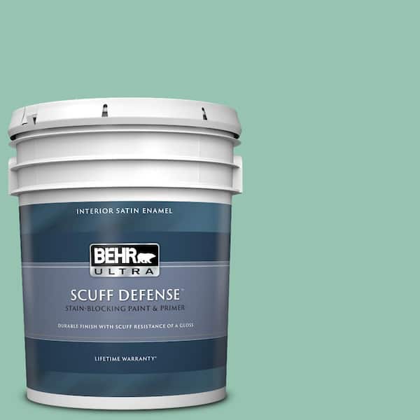 BEHR ULTRA 5 gal. #M420-4 Jade Mountain Extra Durable Satin Enamel Interior Paint & Primer