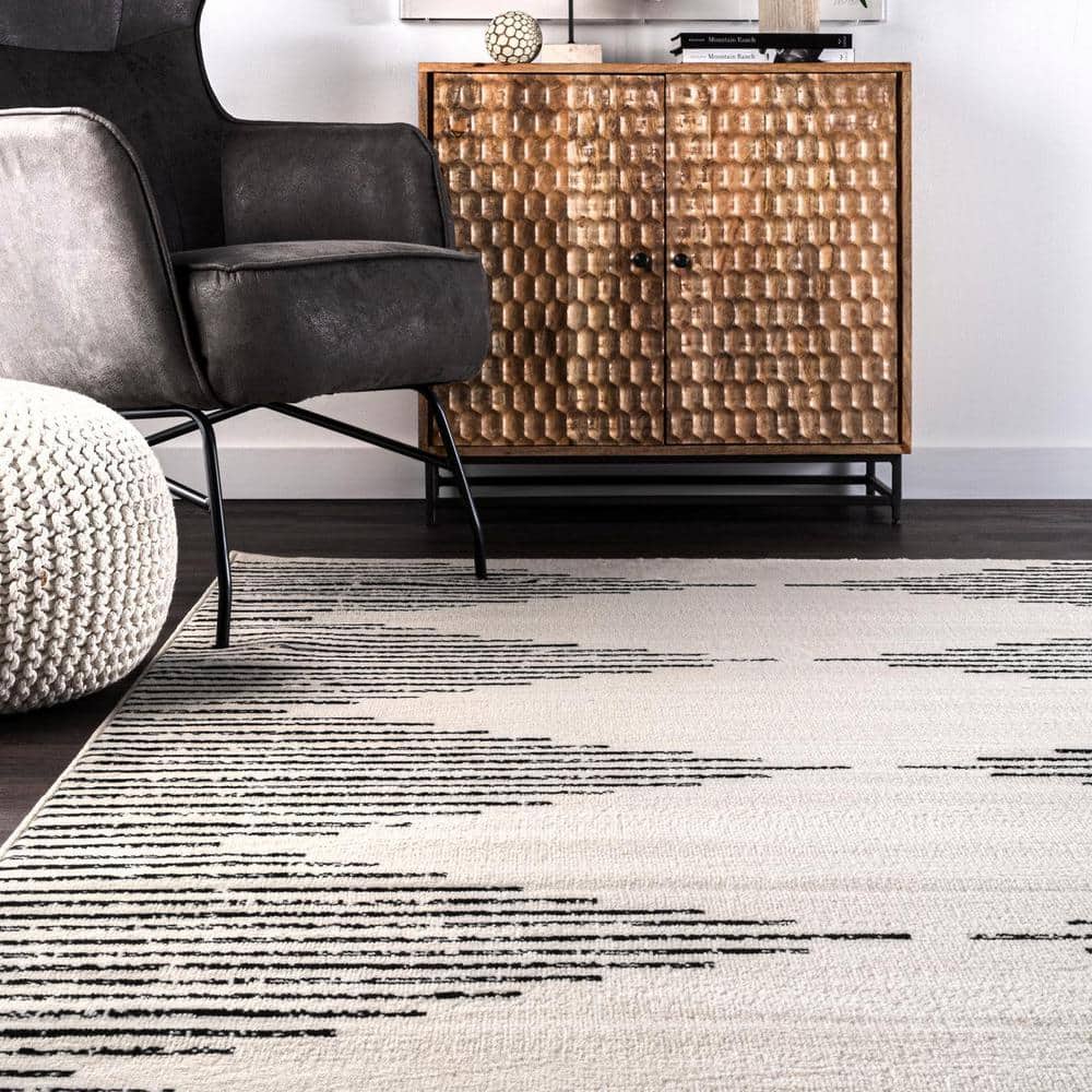 Romina Gray and Black 9' x 12' Synthetic Area Rug