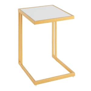Roman Side Table with White Marble Top and Gold Finish