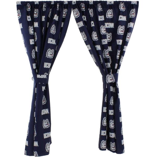 College Covers 42 in. W x 63 in. L Connecticut Huskies Cotton With Tie Back Curtain in Blue (2 Panels)