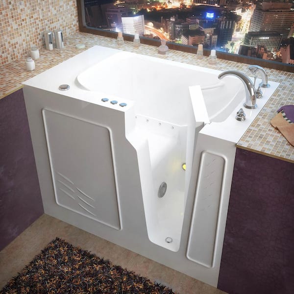 Universal Collection 29 in. L x 52 in. W Right Side Drain Air Jetted Bathtub in White with Aroma and Chroma Therapy