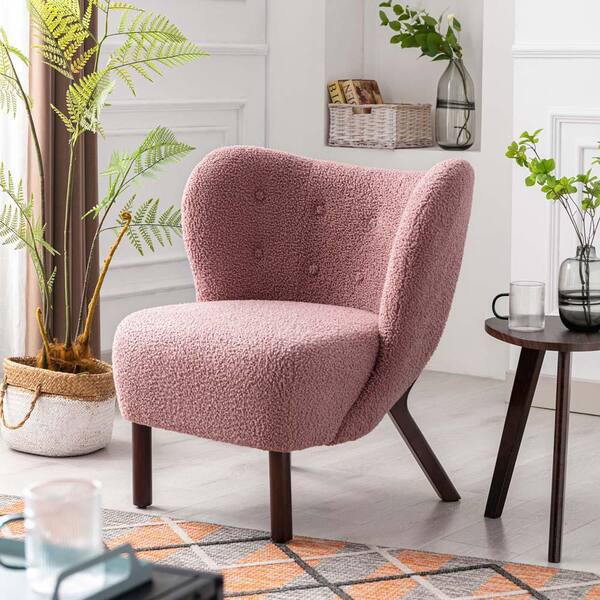 pink and gray accent chair