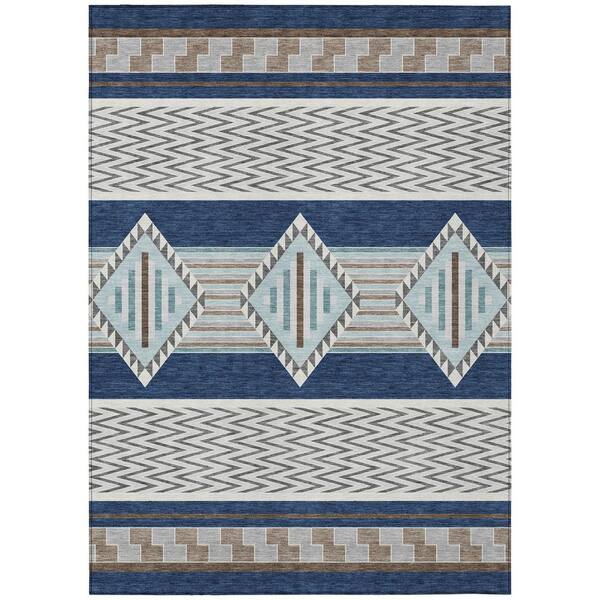 Chantille Machine Washable Indoor/Outdoor Abstract ACN2994 Navy 10 ft. x 14 ft. Area Rug