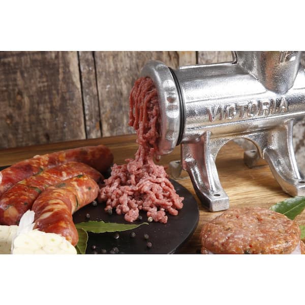 Victoria Meat Grinder #10 with Table Clamp, Tinned Cast Iron - Victoria