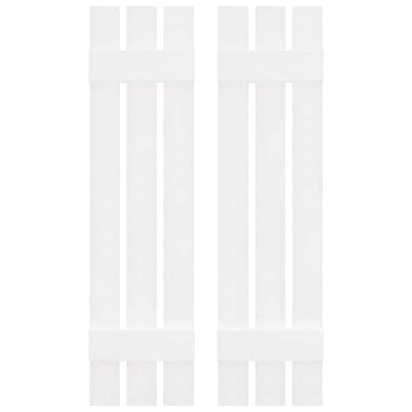 Builders Edge 12 in. W x 39 in. H Vinyl Exterior Spaced Board and Batten Shutters Pair in Bright White