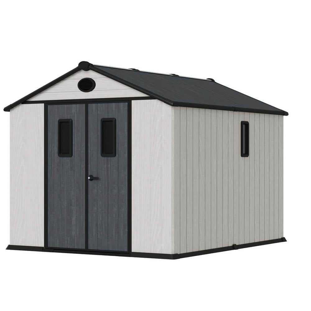8*10 Outdoor Storage Tool Shed with Door and Floor, Plastic Outdoor Storage Shed with Steel Frame, Off-white price history on PriceWatchPro