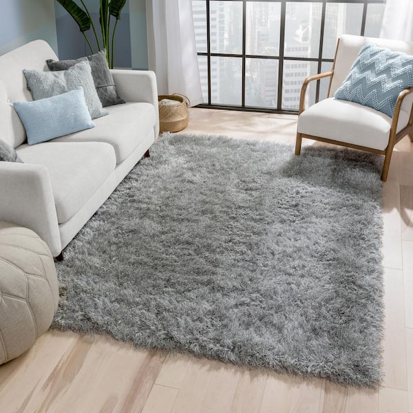 Large Grey Shaggy Rug Long Deep Dense Pile Mat High Quality Soft Elegant Carpet 