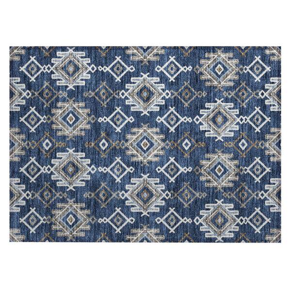 Chantille Machine Washable Indoor/Outdoor Abstract ACN3042 Navy 2 ft. x 3 ft. Accent Rug