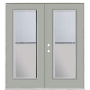 72 in. x 80 in. Silver Cloud Steel Prehung Right-Hand Inswing Mini Blind Patio Door without Brickmold