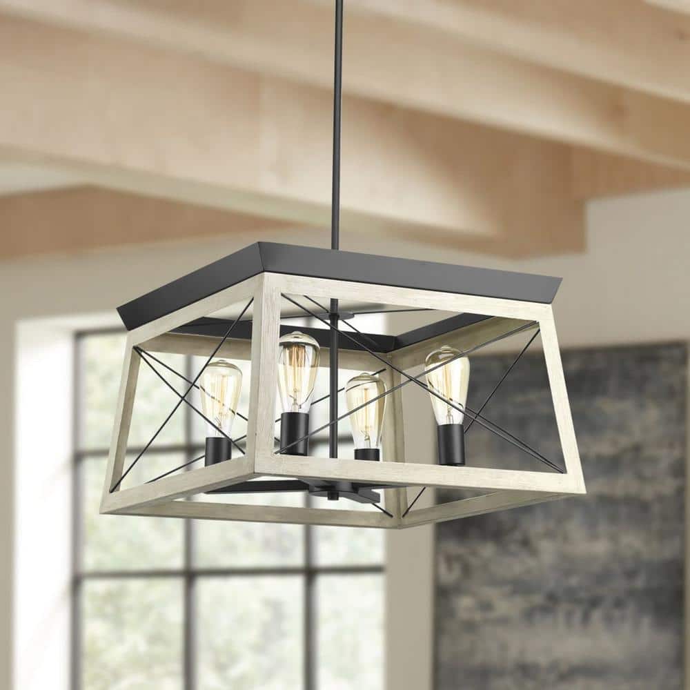 Briarwood 4-Light Graphite and Faux Wood Chandelier