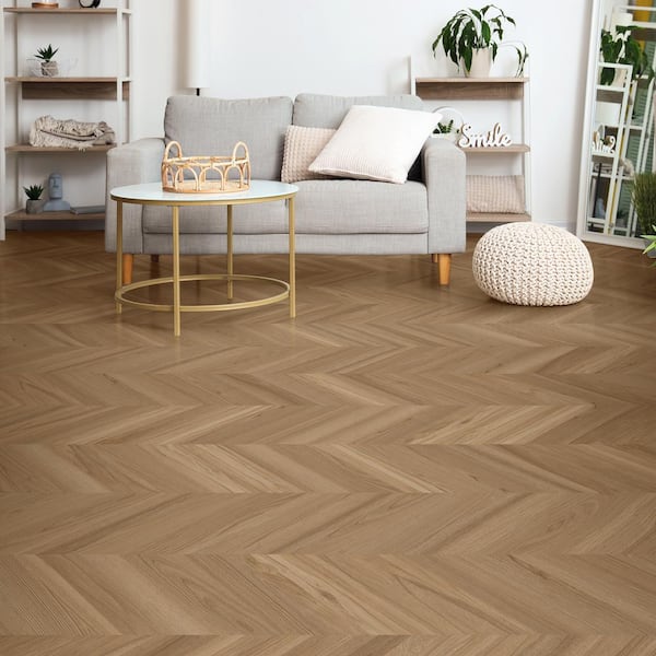 Chevron Lakeside Hill Oak 22 MIL x 12 in. W x 28 in. L Click Lock Waterproof Vinyl Plank Flooring (18.9 sq. ft./Case)