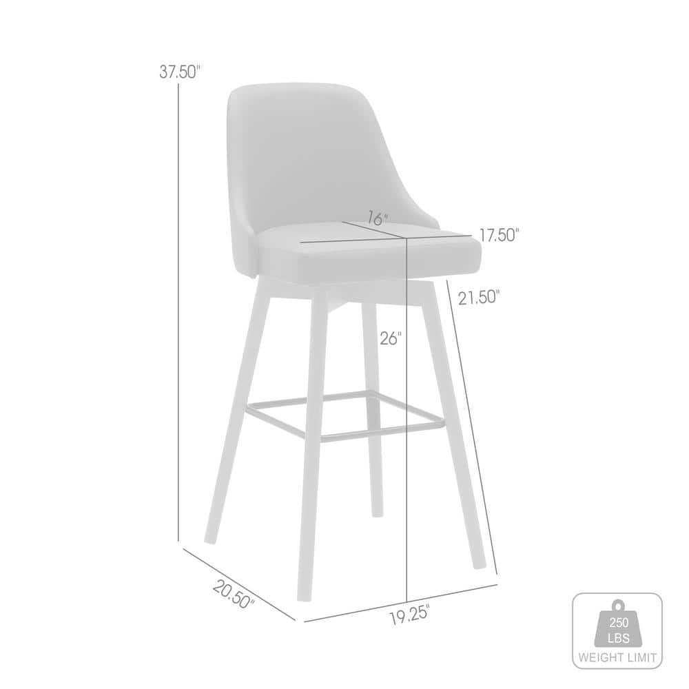 Gray Faux Leather Swivel Counter Stool with Walnut Wood Legs