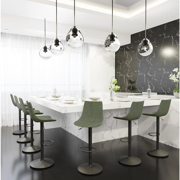 Leisuremod Tilbury Modern Adjustable Leather Bar Stool Black Iron