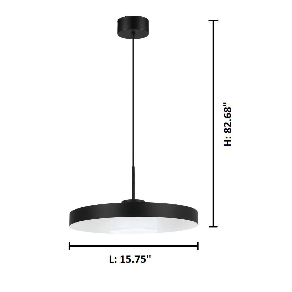 Alpicella Contemporary Matte Black LED Pendant 15.75"