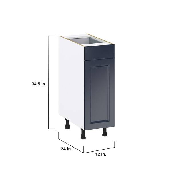 J COLLECTION Devon 21 in. W x 24 in. D x 34.5 in. H Painted Blue Shaker Assembled Base Kitchen Cabinet with a Drawer