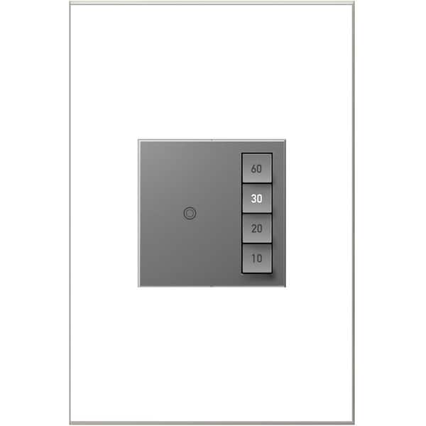 adorne Sensa 15 Amp 60, 40, 20, 10 Minute Single-Pole/3-Way Indoor Countdown Timer Switch with Microban, Magnesium