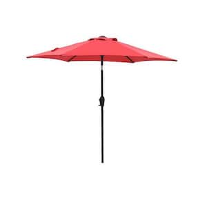 7.5 ft. Steel Outdoor Market Patio UV Resistant Umbrella, in Red Color, with Push Button Tilt Crank