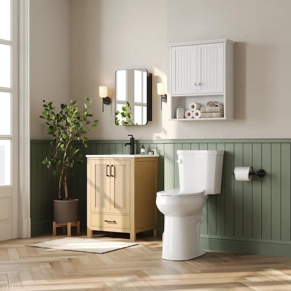 21 in. Extra Tall 2-Piece 1.28 GPF Single Flush Elongated Raised Toilet in White, Seat Included