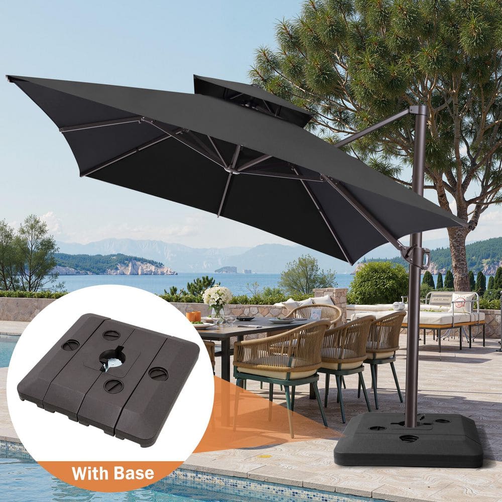 Double Top 13 ft. x 10 ft. Aluminum Heavy-Duty 360° Rotation Cantilever Patio Umbrella in Black with 240 lbs. Base price history on PriceWatchPro