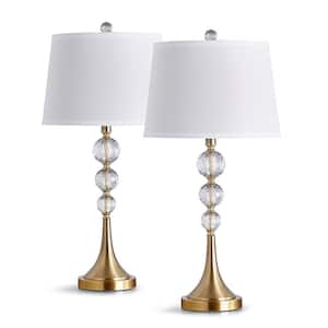 Madison 61 in. H Antique Brass Crystals Table and Floor Lamp Set (3-Piece)